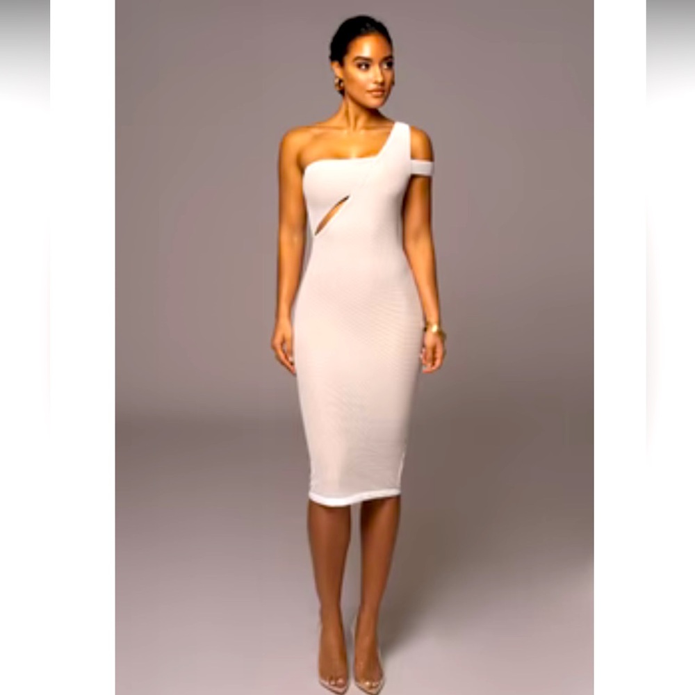 OFF WHITE GENASIS ONE SHOULDER Dress by Jluxlabel